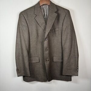 Lauren Ralph Lauren Pure New Wool Brown Houndstooth Blazer 42R READ